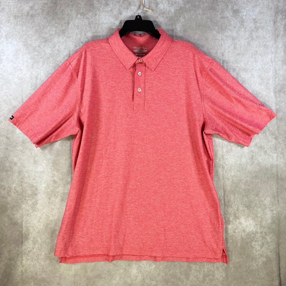 Straight Down Polo Shirt Mens XXL Red Performance Short Sleeve Heathered Golf